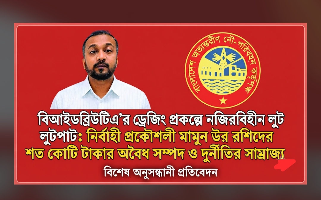 বিআইডব্লিউটিএ’র ড্রেজিং প্রকল্পে নজিরবিহীন লুটপাট: নির্বাহী প্রকৌশলী মামুন উর রশিদের শত কোটি টাকার অবৈধ সম্পদ ও দুর্নীতির সাম্রাজ্য